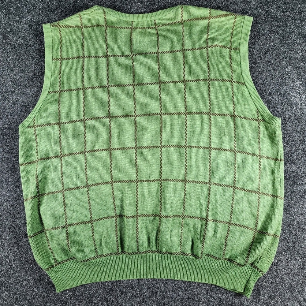 Paul Frederick Silk Cashmere Blend Sweater Vest‎ Men's L Green V-neck Casual Dad - Picture 3 of 6